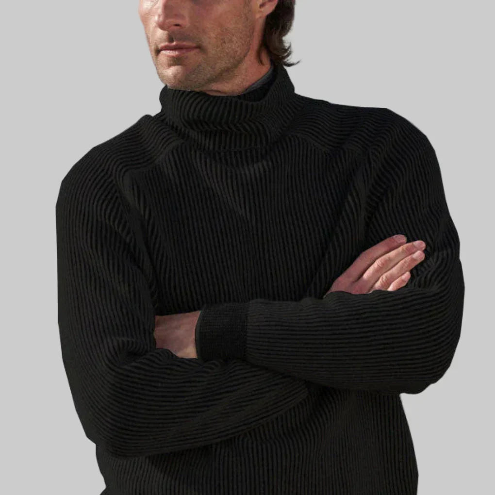 Men's Turtleneck Sweater Plain Knit - Fashinoza
