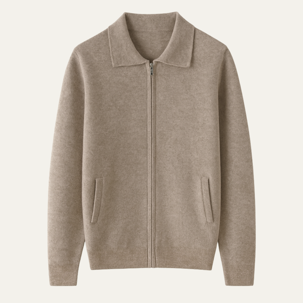 Men's Wool Knitted Zip Cardigan - Fashinoza