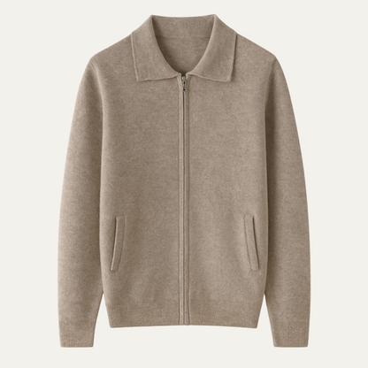 Men's Wool Knitted Zip Cardigan - Fashinoza