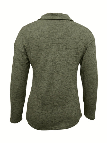 Women's Casual Zip Collar Long Sleeve Top
