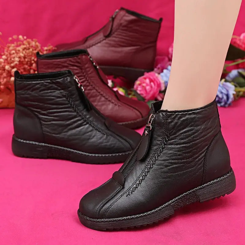 Fur-Lined Zip Ankle Boots