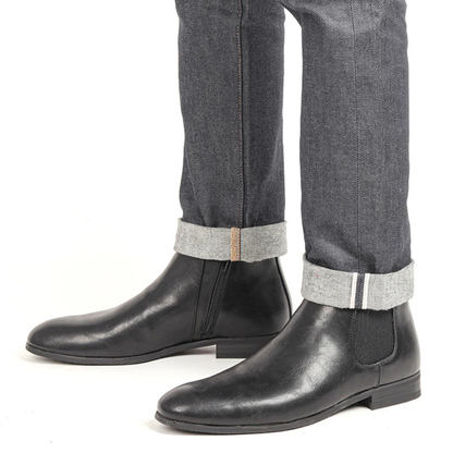Men's Leather Chelsea Ankle Boots Elastic Sides