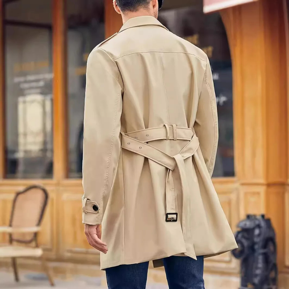 Crownport Men's Double Breasted Trench Coat Waterproof Long