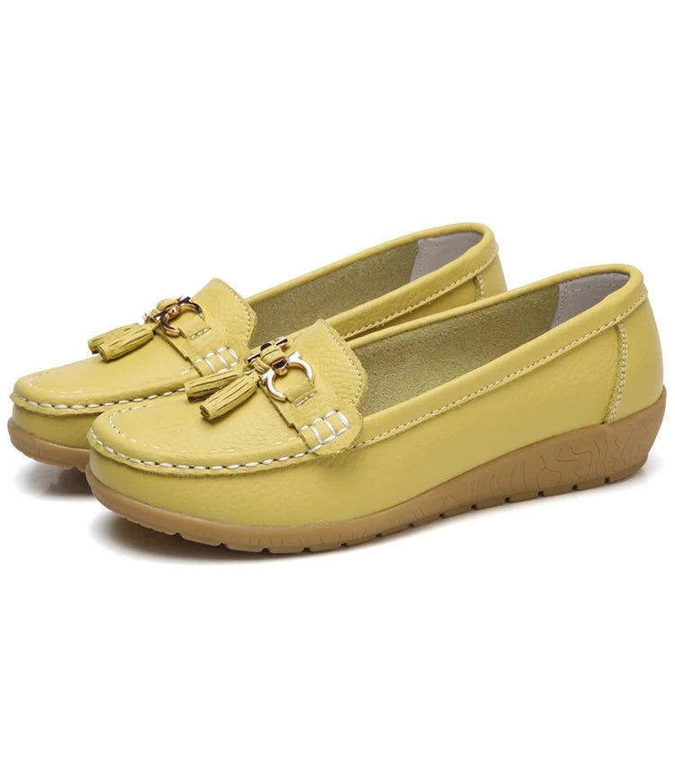 Women's Leather Cut-Out Ballet Flats