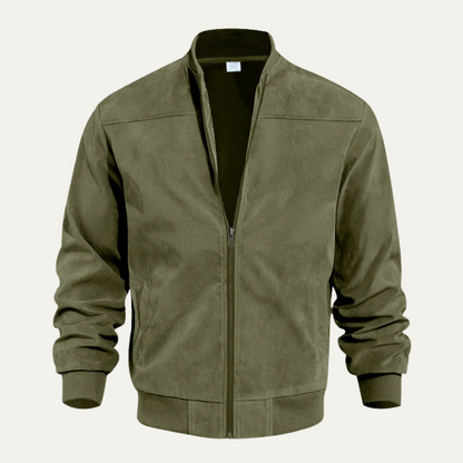Men's Suede Bomber Jacket Vintage Style - Fashinoza