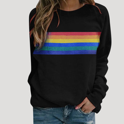 Hannah | Women’s Spring Rainbow Stripe Long Sleeve Top