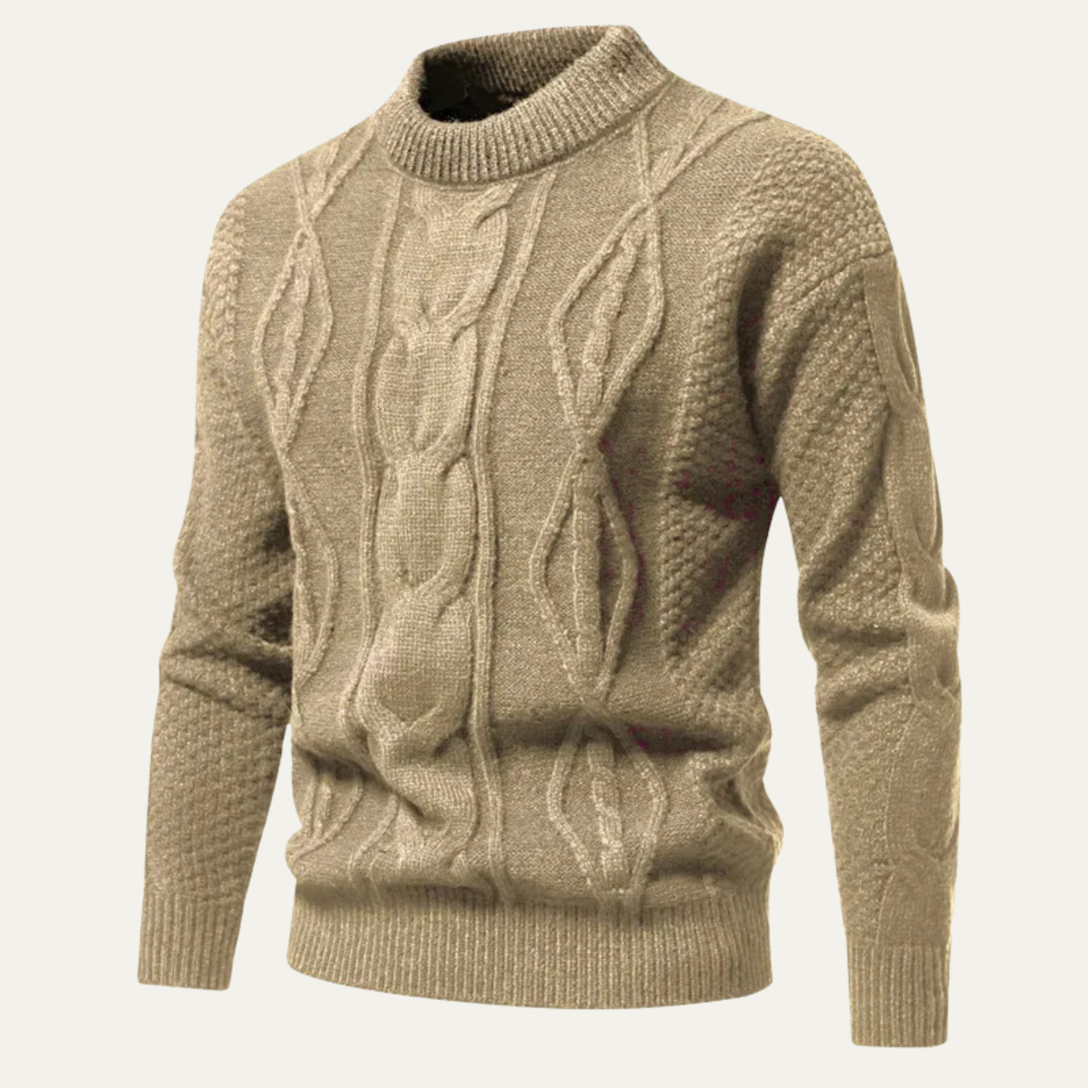 Men's Cable Knit Round Neck Sweater