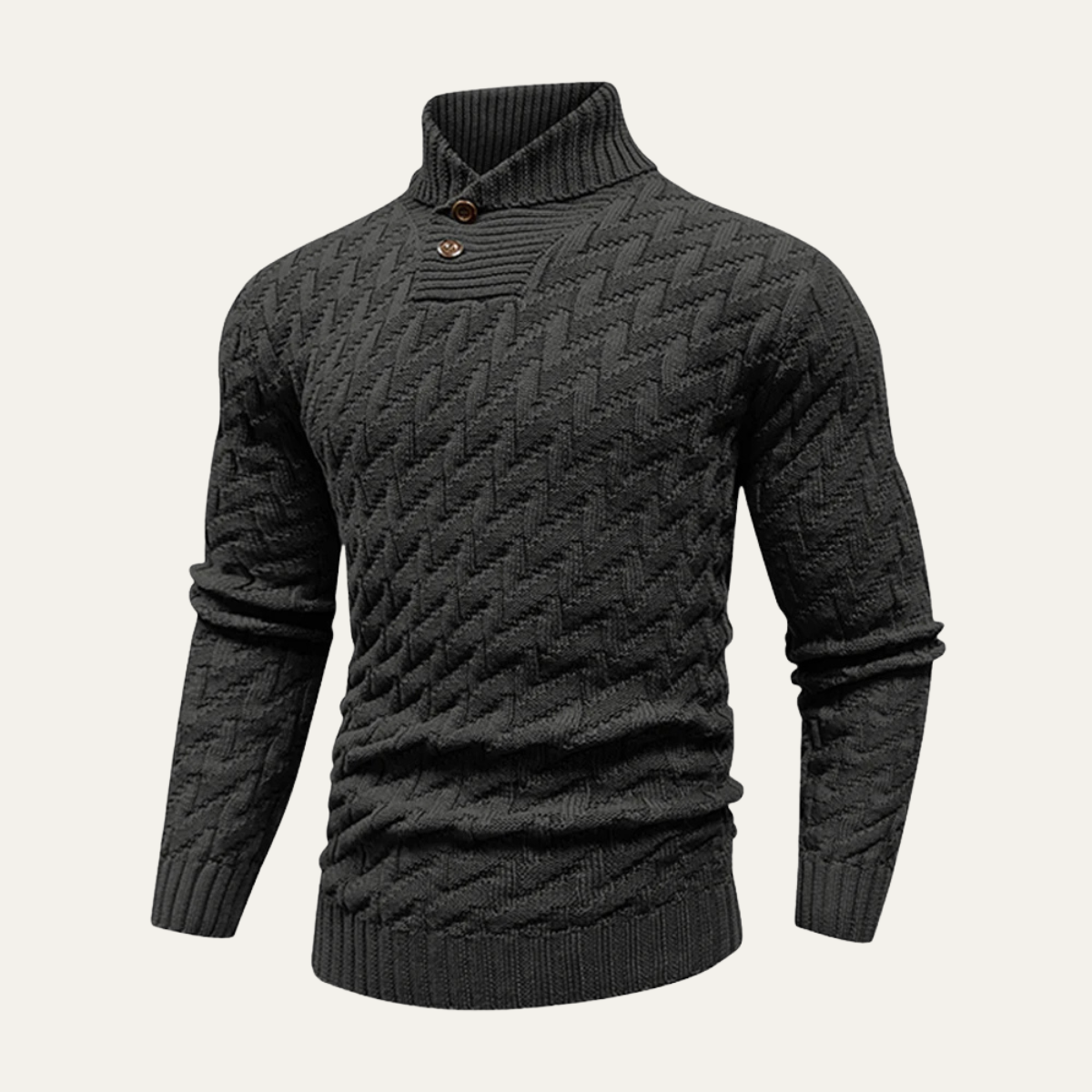 Men's Wool Knitted Sweater Textured Wool Winter Grey
