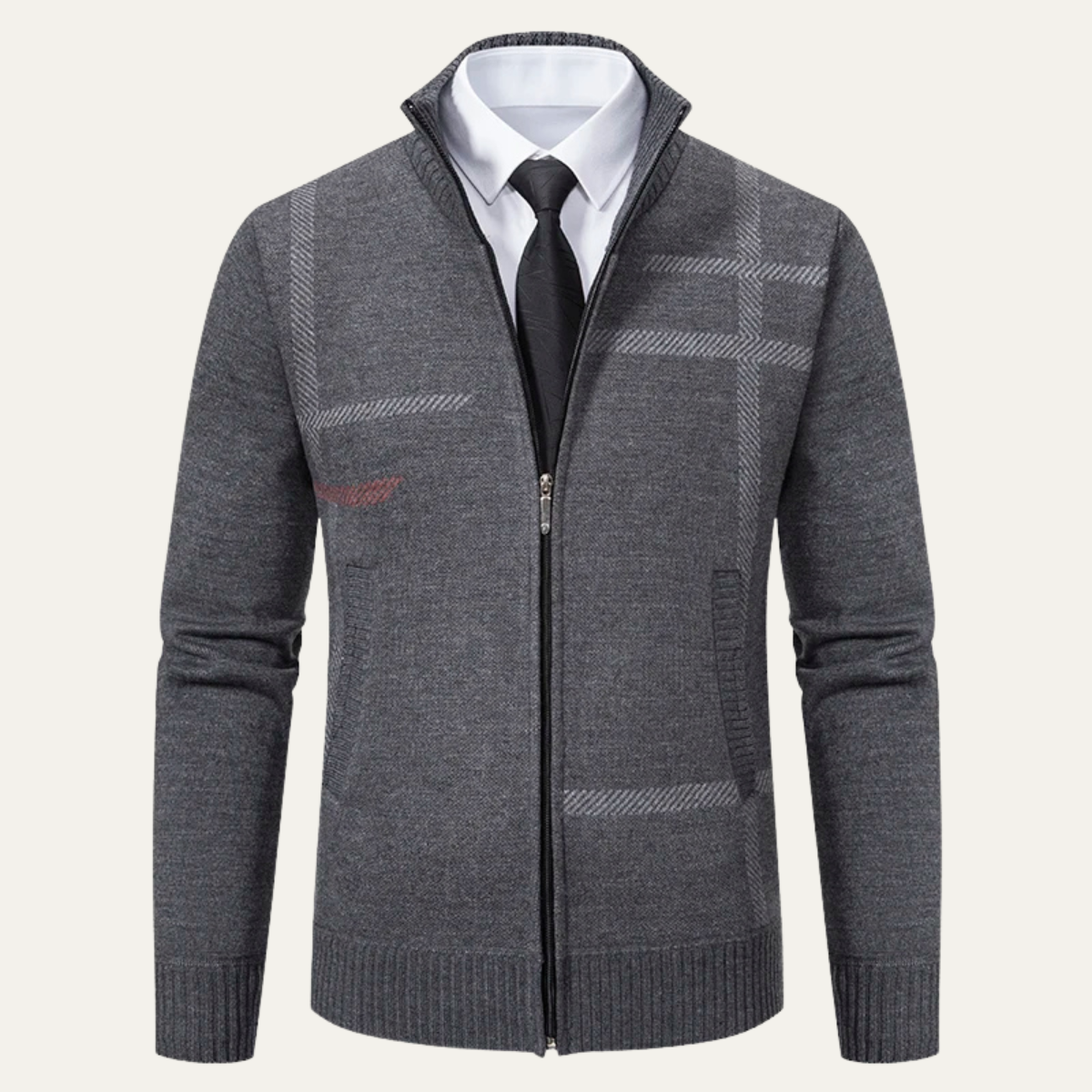Men's Full Zip Knit Cardigan - Fashinoza