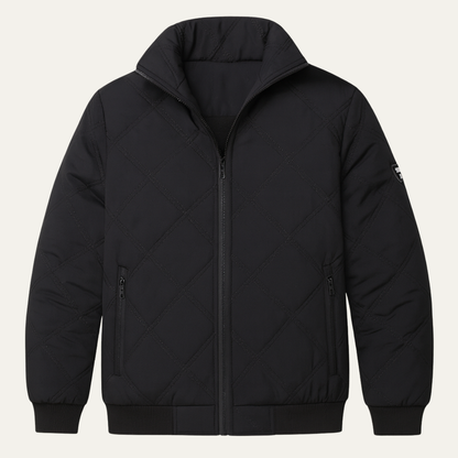 Men's Quilted Fleece Jacket Thick Warm Stand Collar - Fashinoza