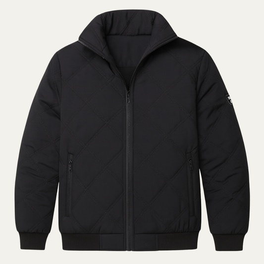 Men's Quilted Fleece Jacket Thick Warm Stand Collar - Fashinoza