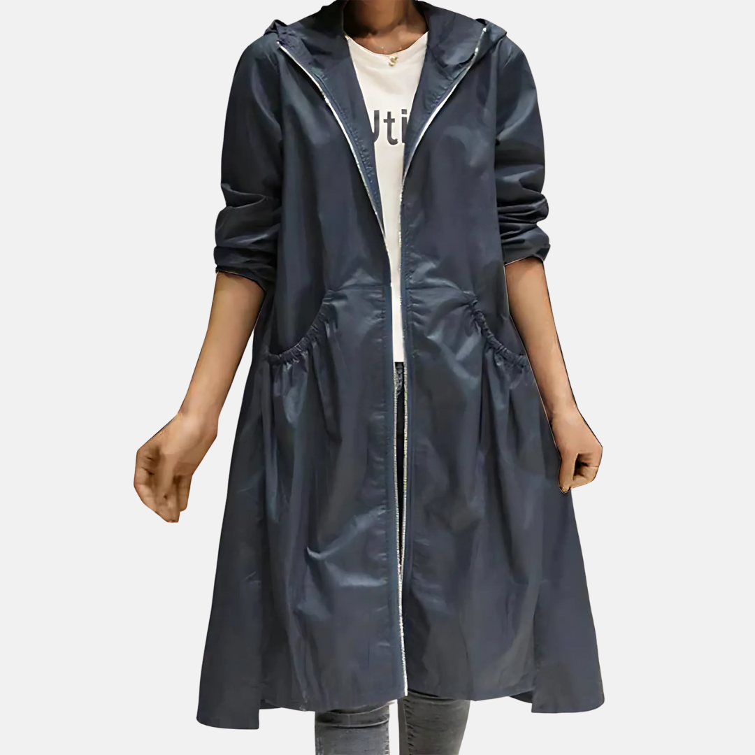 Women's Water Resistant Hooded Jacket Knee Length