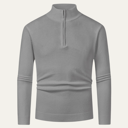 Men's Wool Turtleneck Sweater Zip Knit