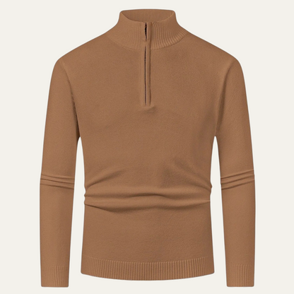 Men's Wool Turtleneck Sweater Zip Knit