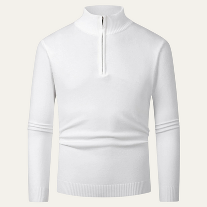 Men's Wool Turtleneck Sweater Zip Knit