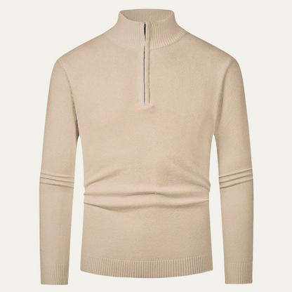 Men's Wool Turtleneck Sweater Zip Knit