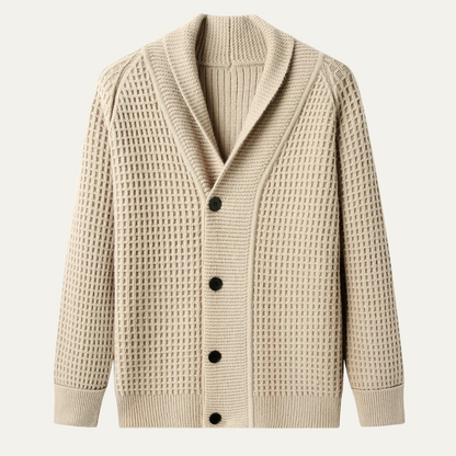 Hebrides Men's Chunky Knit Cardigan Shawl Collar - Fashinoza