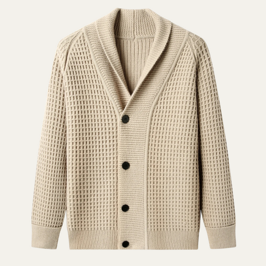 Hebrides Men's Chunky Knit Cardigan Shawl Collar - Fashinoza