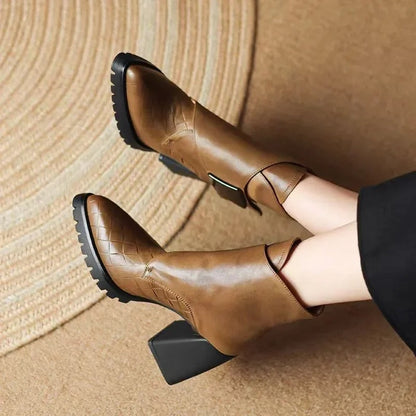 Women's Ankle Boots Square Toe Block Heel