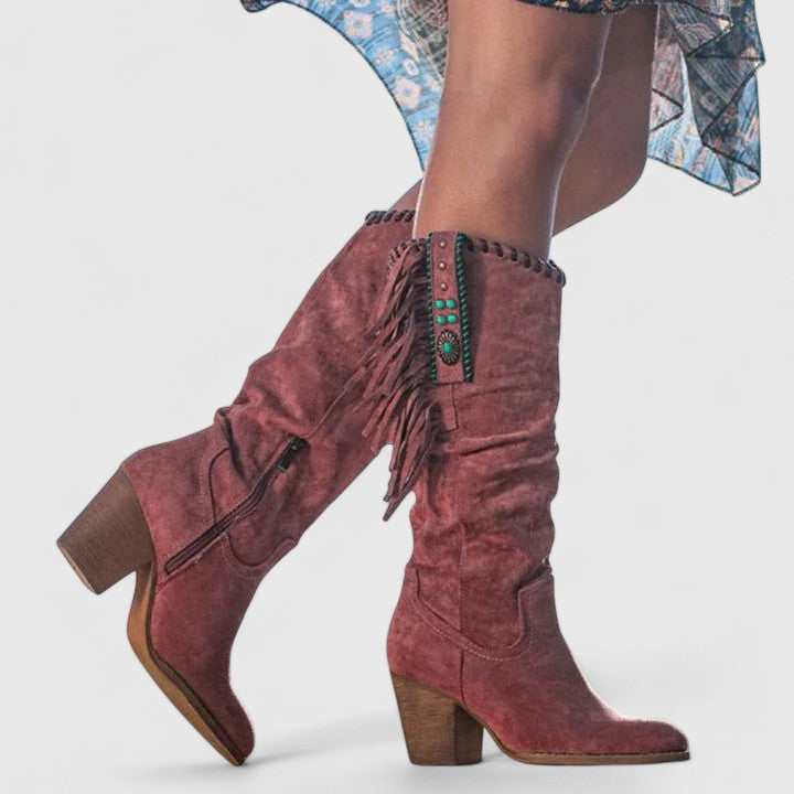 Women's Mid Calf Fringe Boots