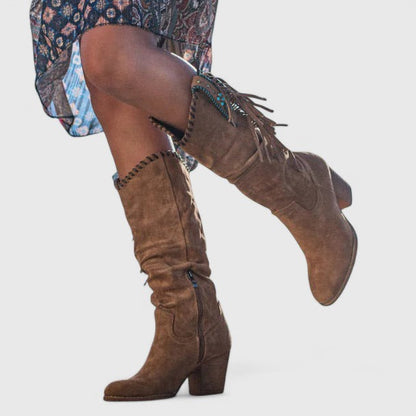 Women's Mid Calf Fringe Boots