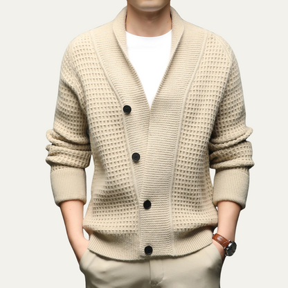 Hebrides Men's Chunky Knit Cardigan Shawl Collar