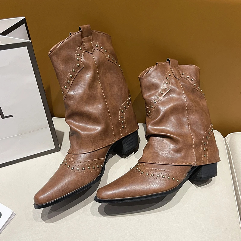 Women's Studded Ankle Boots Slouchy