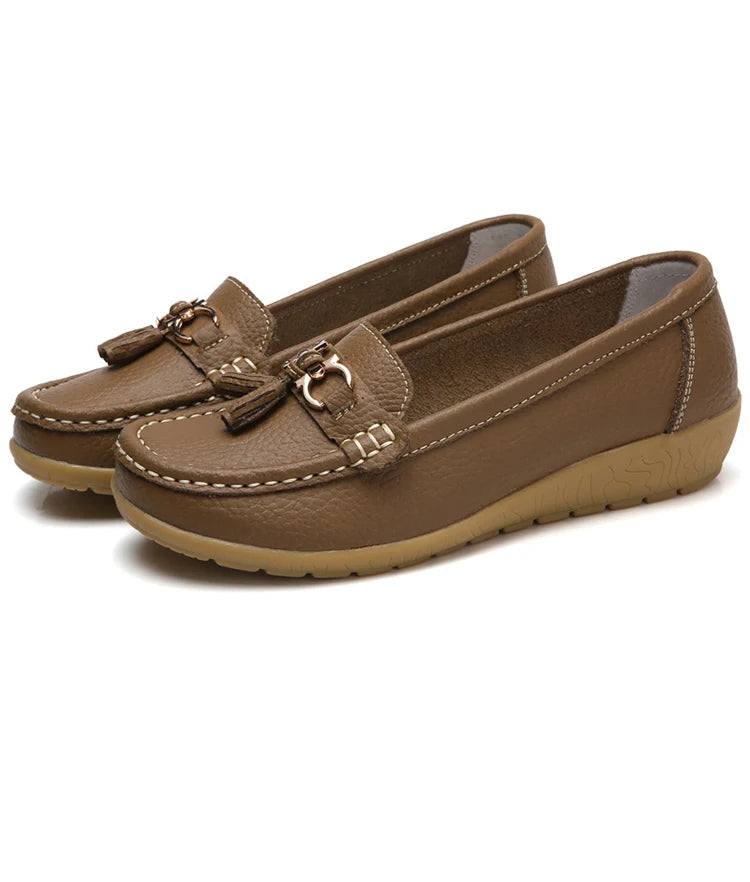 Women's Leather Cut-Out Ballet Flats
