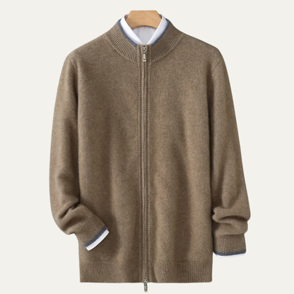 Men's Wool Cardigan Soft Warm Zip Up Knit