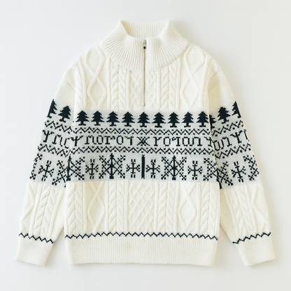 Men's Nordic Pattern Knitted Jacket - Fashinoza