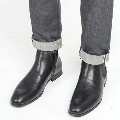 Men's Leather Chelsea Ankle Boots Elastic Sides