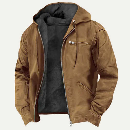 Men's Fleece Lined Hooded Jacket - Fashinoza