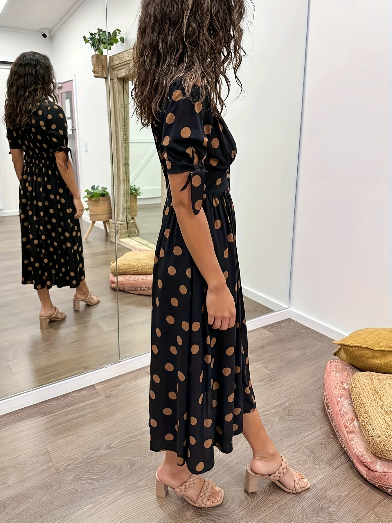 Women's Polka Dot Midi Dress