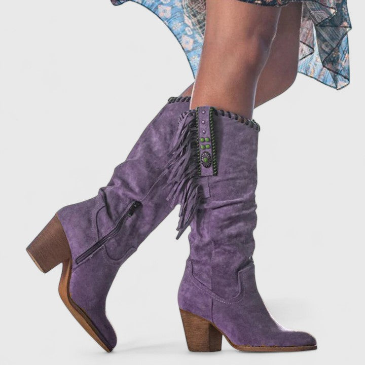Women's Mid Calf Fringe Boots