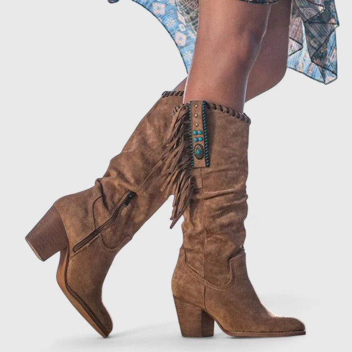 Women's Mid Calf Fringe Boots