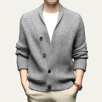 Hebrides Men's Chunky Knit Cardigan Shawl Collar