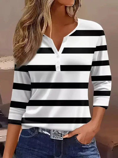 Women's Striped V-Neck