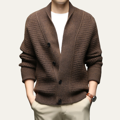 Hebrides Men's Chunky Knit Cardigan Shawl Collar