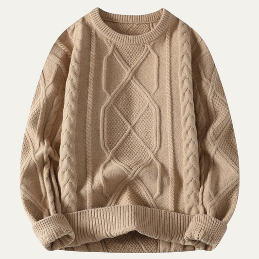 Men's Cable Knit Fisherman Sweater Warm Chunky Wool - Fashinoza