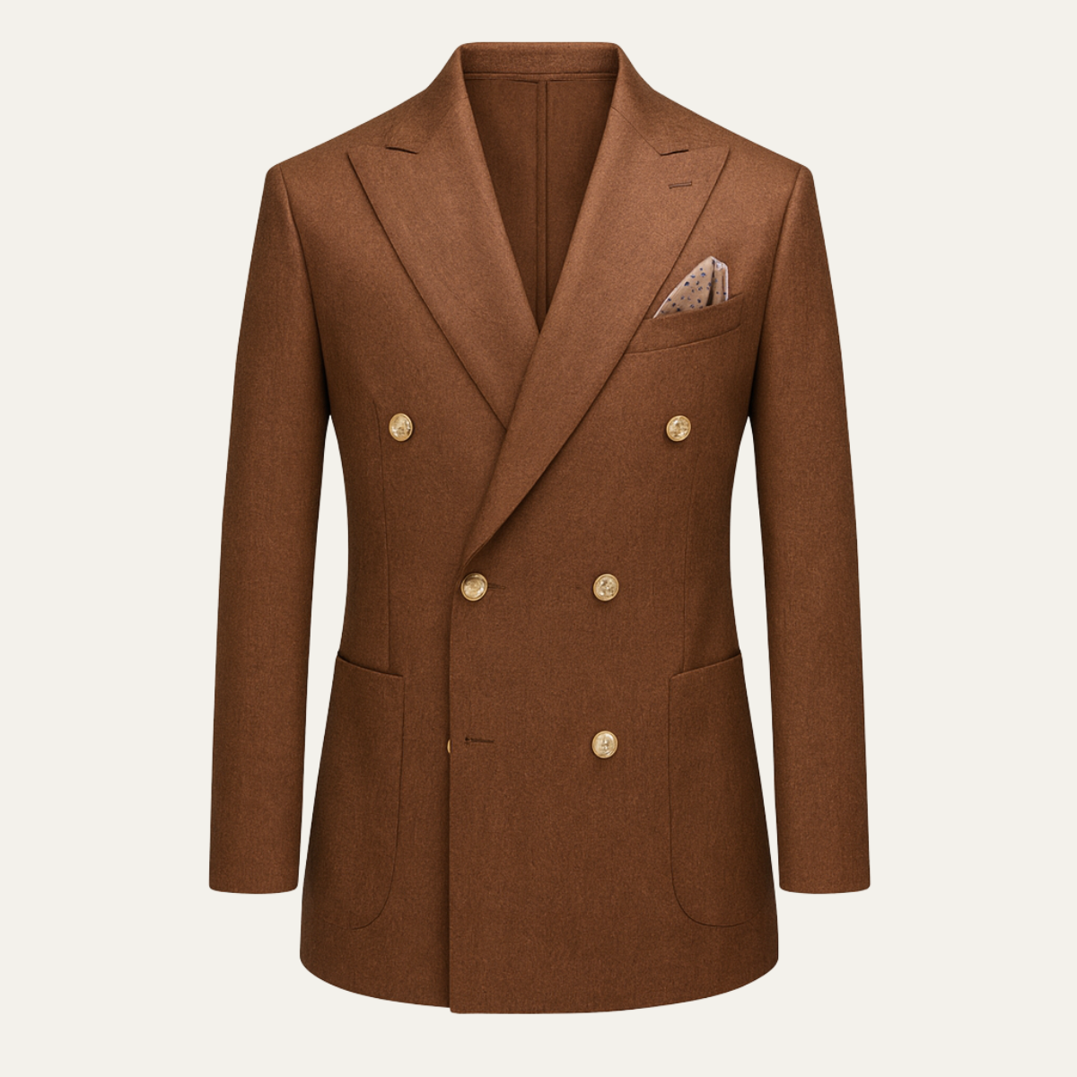 Men's Brown Double Breasted Suit Slim Fit 2 Piece - Fashinoza
