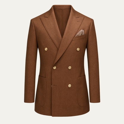 Men's Brown Double Breasted Suit Slim Fit 2 Piece - Fashinoza