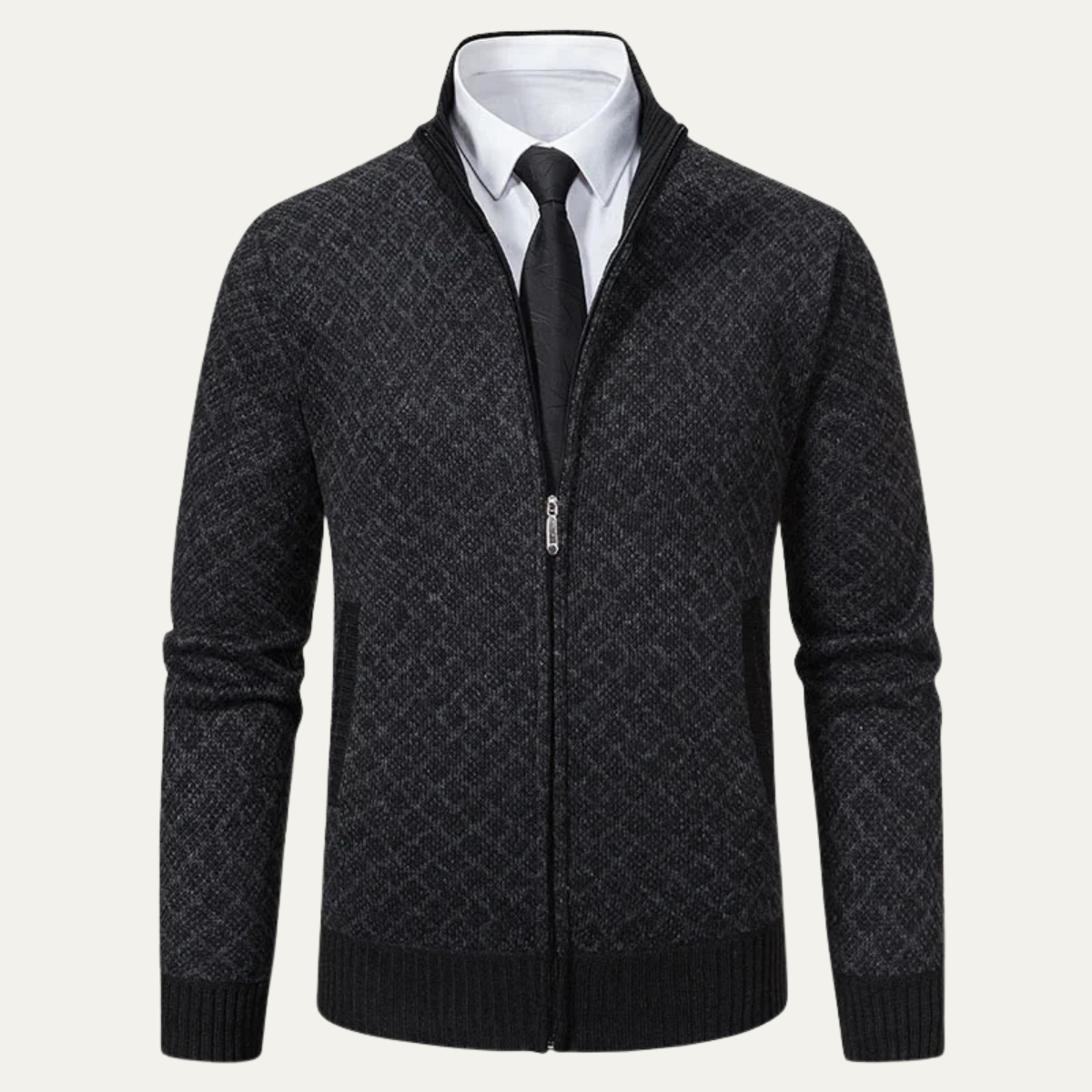 Men's Smart Knit Zip Up Cardigan - Fashinoza