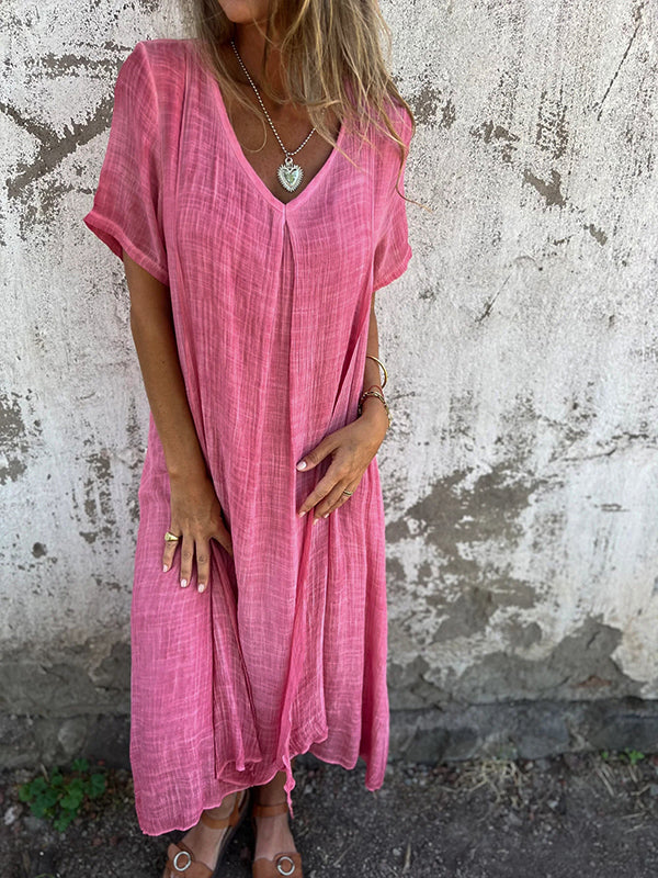 Women's Maxi Dress Flowy Draped Garnet Red