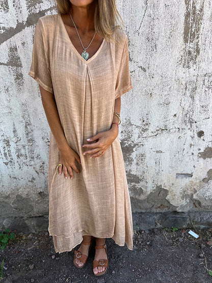 Women's Midi Dress Loose Fit - Fashinoza