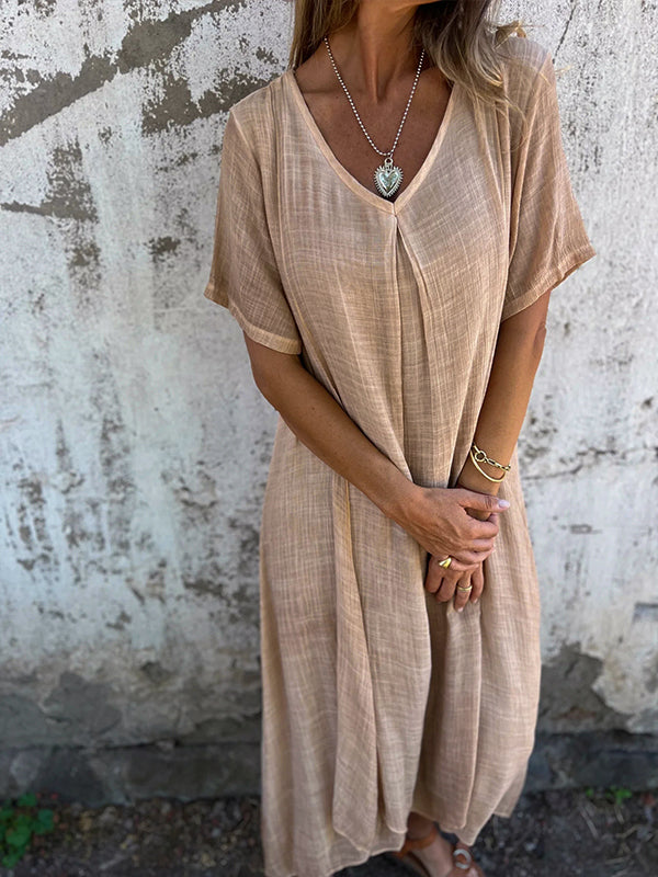 Women's Maxi Dress Flowy Draped Garnet Red