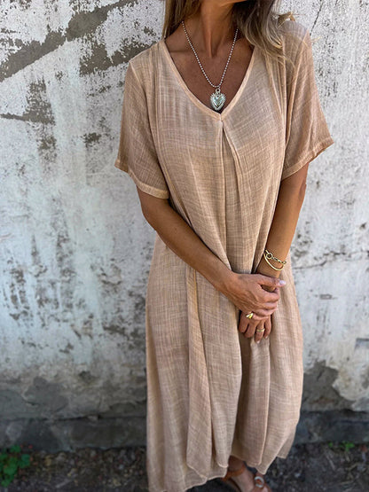 Women's Maxi Dress Flowy Draped Garnet Red