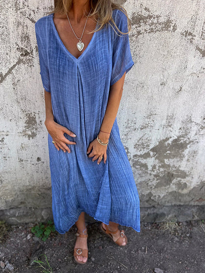Women's Maxi Dress Flowy Draped Garnet Red
