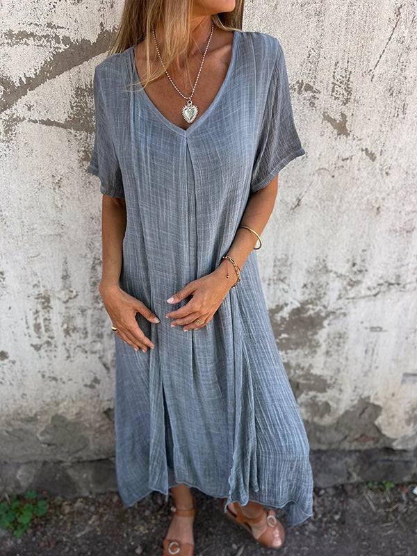 Women's Maxi Dress Flowy Draped Garnet Red
