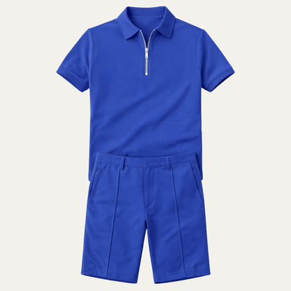 Men's Summer Polo Shirt And Shorts Set - Fashinoza