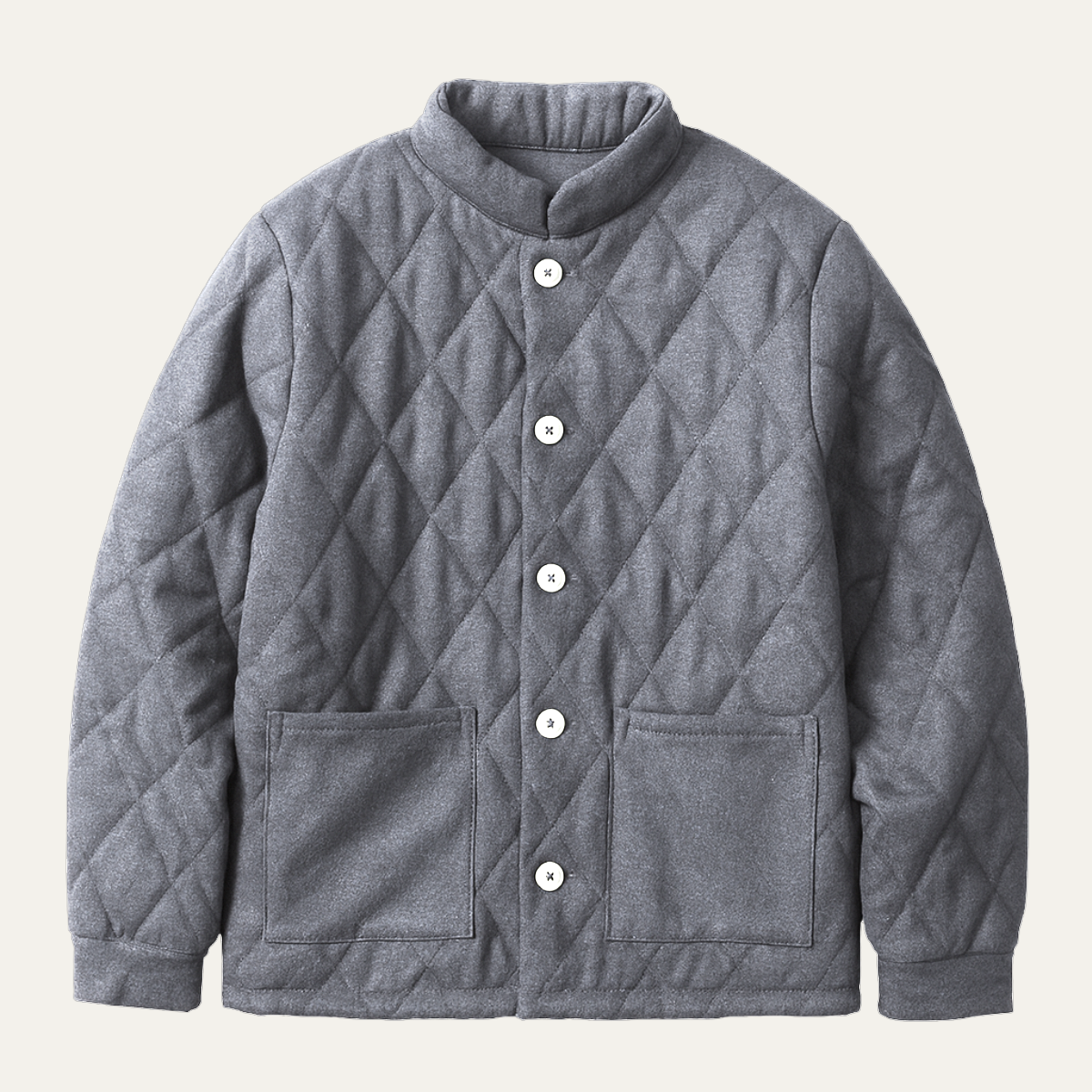 Men's Quilted Padded Jacket Stand Collar Vintage Style - Fashinoza